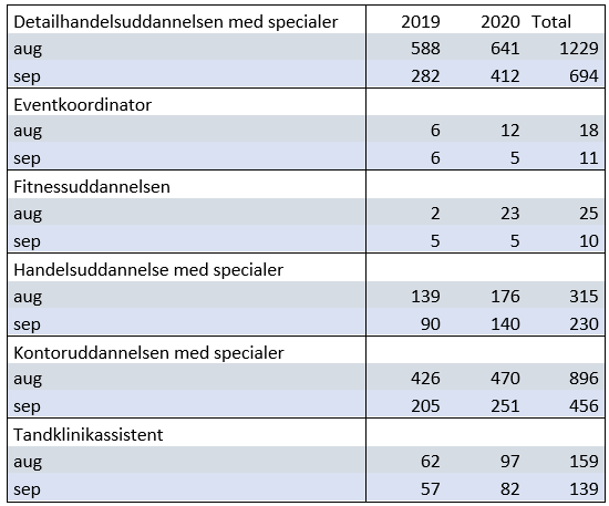Praktikpladssituationen september 2020 2